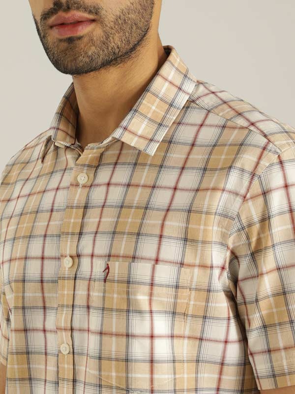Indian Terrain Men's Slim Fit Half Sleeve Checkered Multicolor Shirt